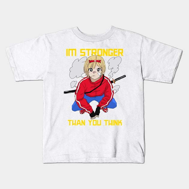 Strong Anime Girl Kids T-Shirt by GaroStudioFL